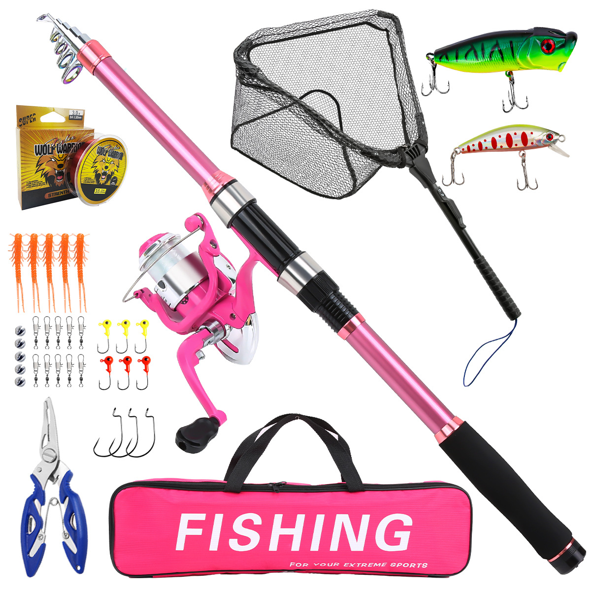 Fishing Rod Combo - 낚싯대 세트 풀 키트, 텔레스코픽 낚싯대와