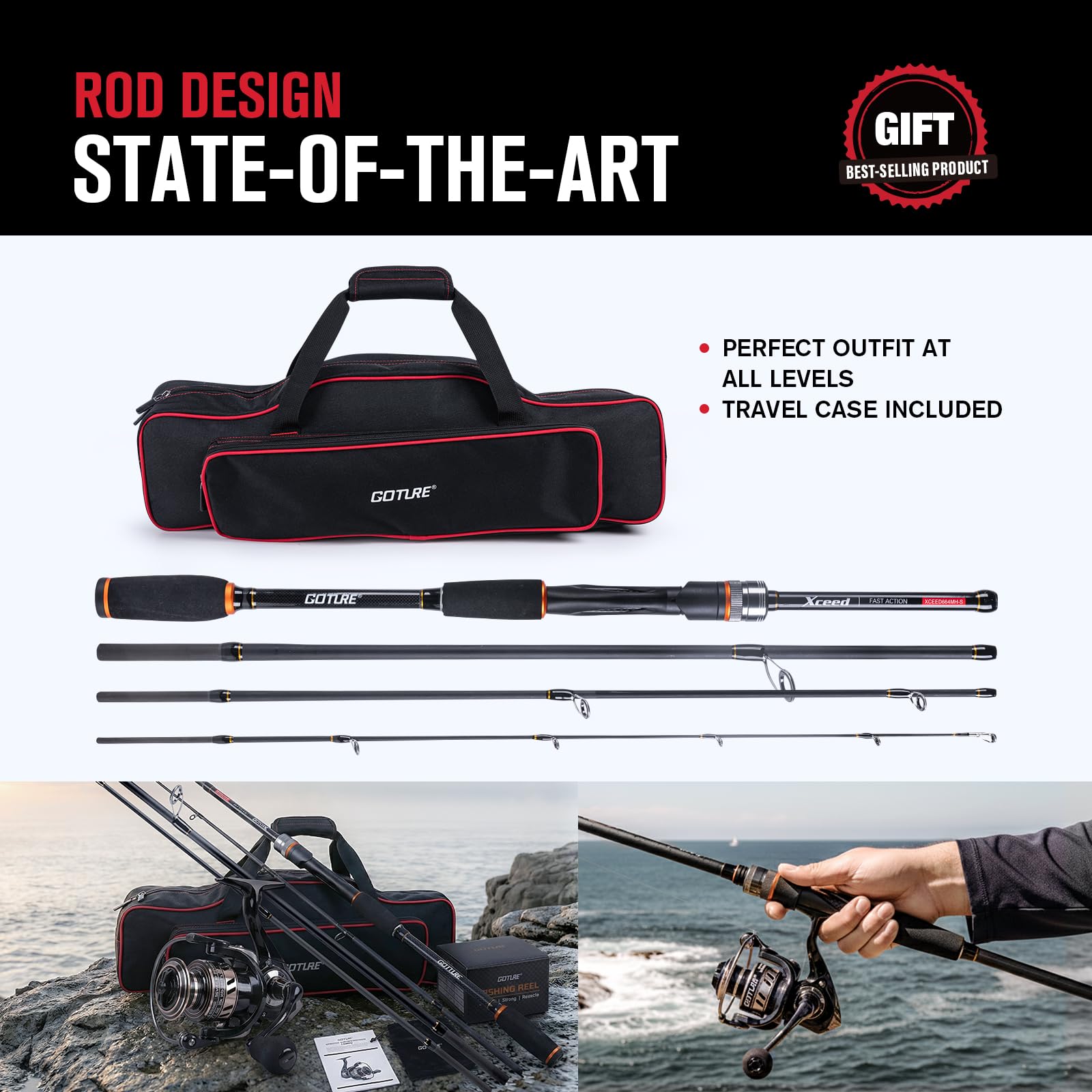 Goture 휴대용 스피닝 낚싯대 및 릴 콤보(여행용  - Fishing Rod Combo 리뷰 및 가격